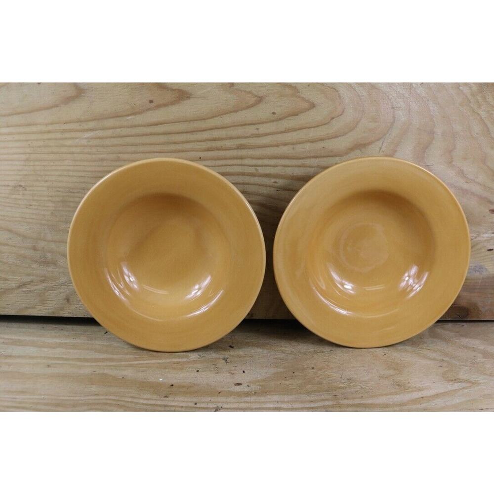 Pottery Barn Sausalito Tan Stoneware 10" Pasta Soup Bowls Set of 2 Dishes